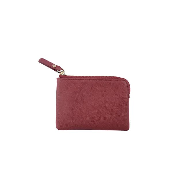 Personalised Saffiano Leather Coin Pouch - Burgundy - 1
