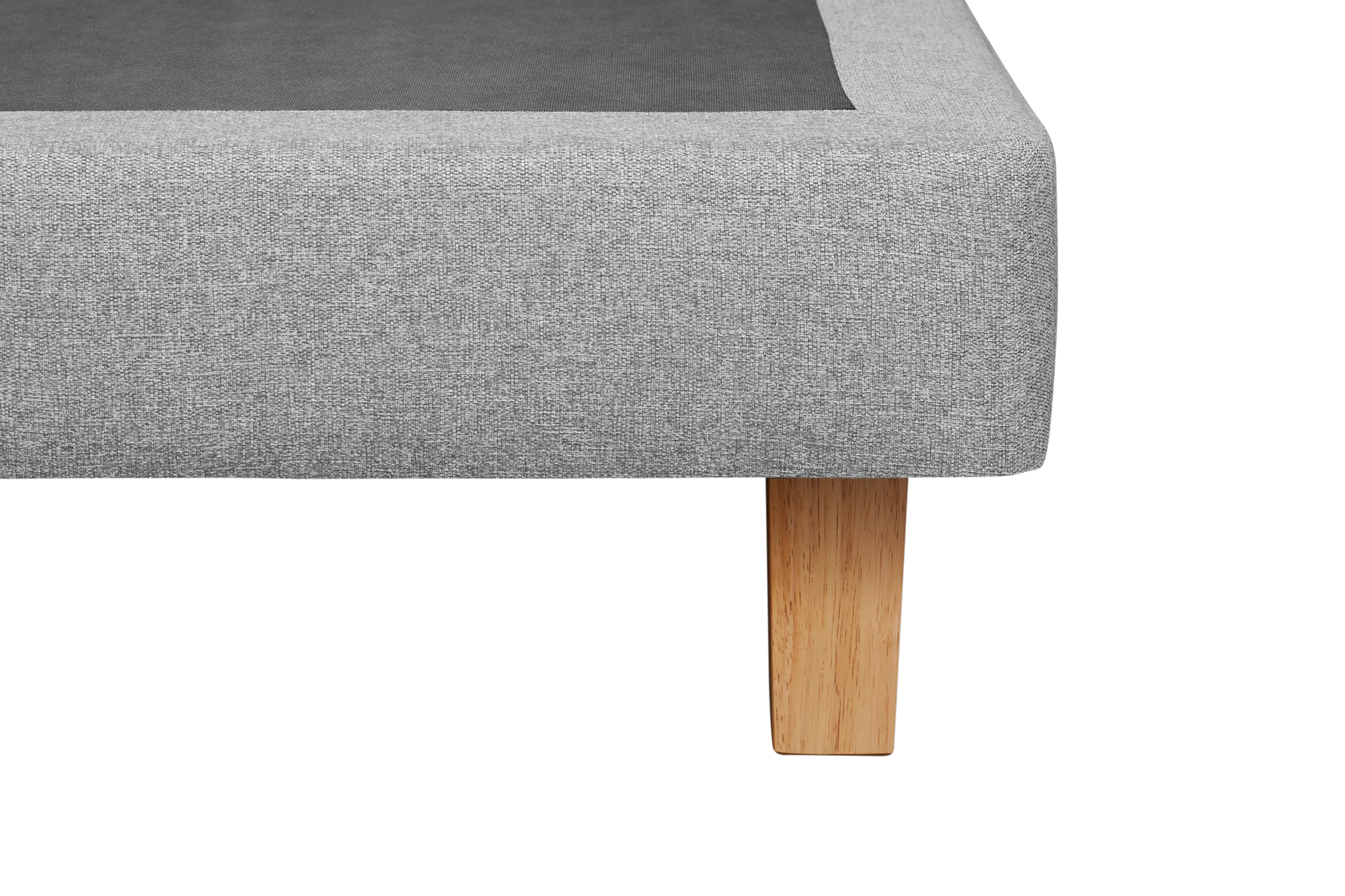 ESSENTIALS Queen Divan Bed - Snow (Faux leather) - 11 - Gray textured fabric sofa, wooden legs, minimalist design, modern
