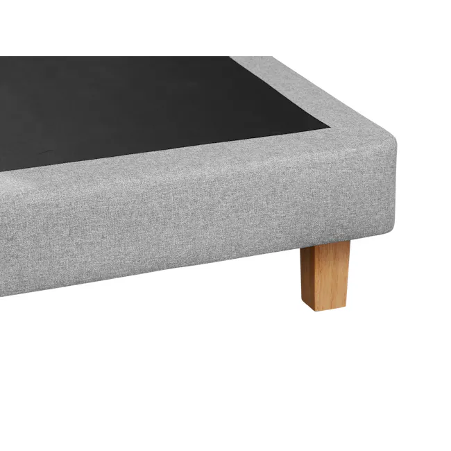 ESSENTIALS Queen Divan Bed - Snow (Faux leather) - 10 - Grey upholstered sofa, wooden legs, modern design, textured fabric