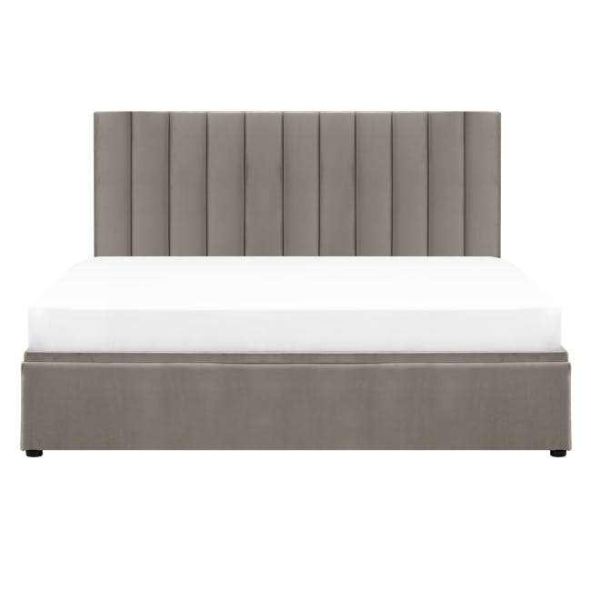 Audrey King Storage Bed in Satin Bronze (Velvet) with 2 Volos Bedside Tables - 3