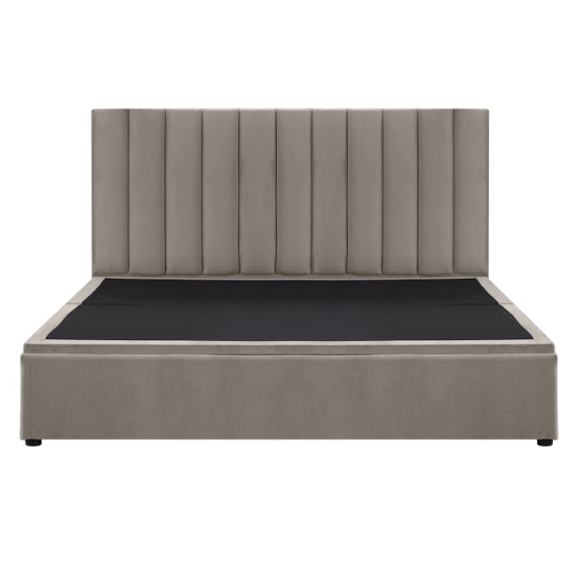 Audrey King Storage Bed in Satin Bronze (Velvet) with 2 Volos Bedside Tables - 1