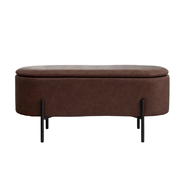 Hilary Storage Bench 0.9m - Saddle Brown (Faux Leather) - 3