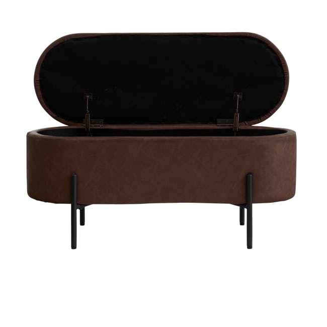 Hilary Storage Bench 0.9m - Saddle Brown (Faux Leather) - 4