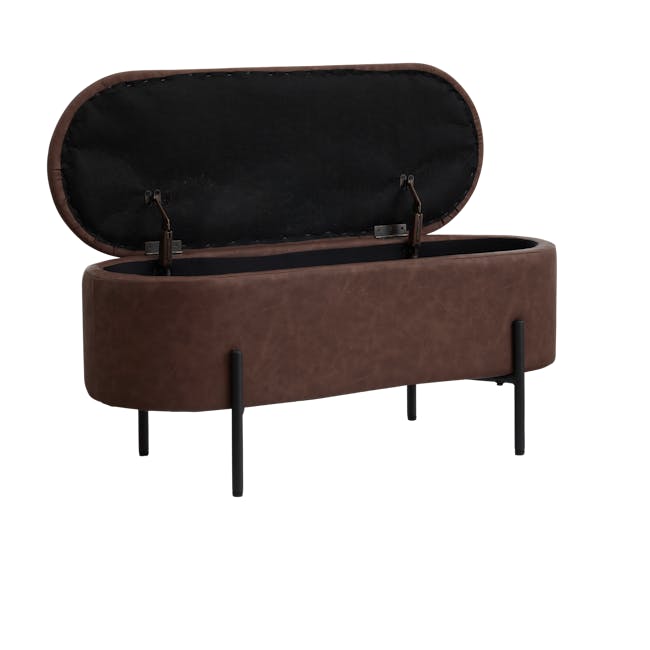 Hilary Storage Bench 0.9m - Saddle Brown (Faux Leather) - 2