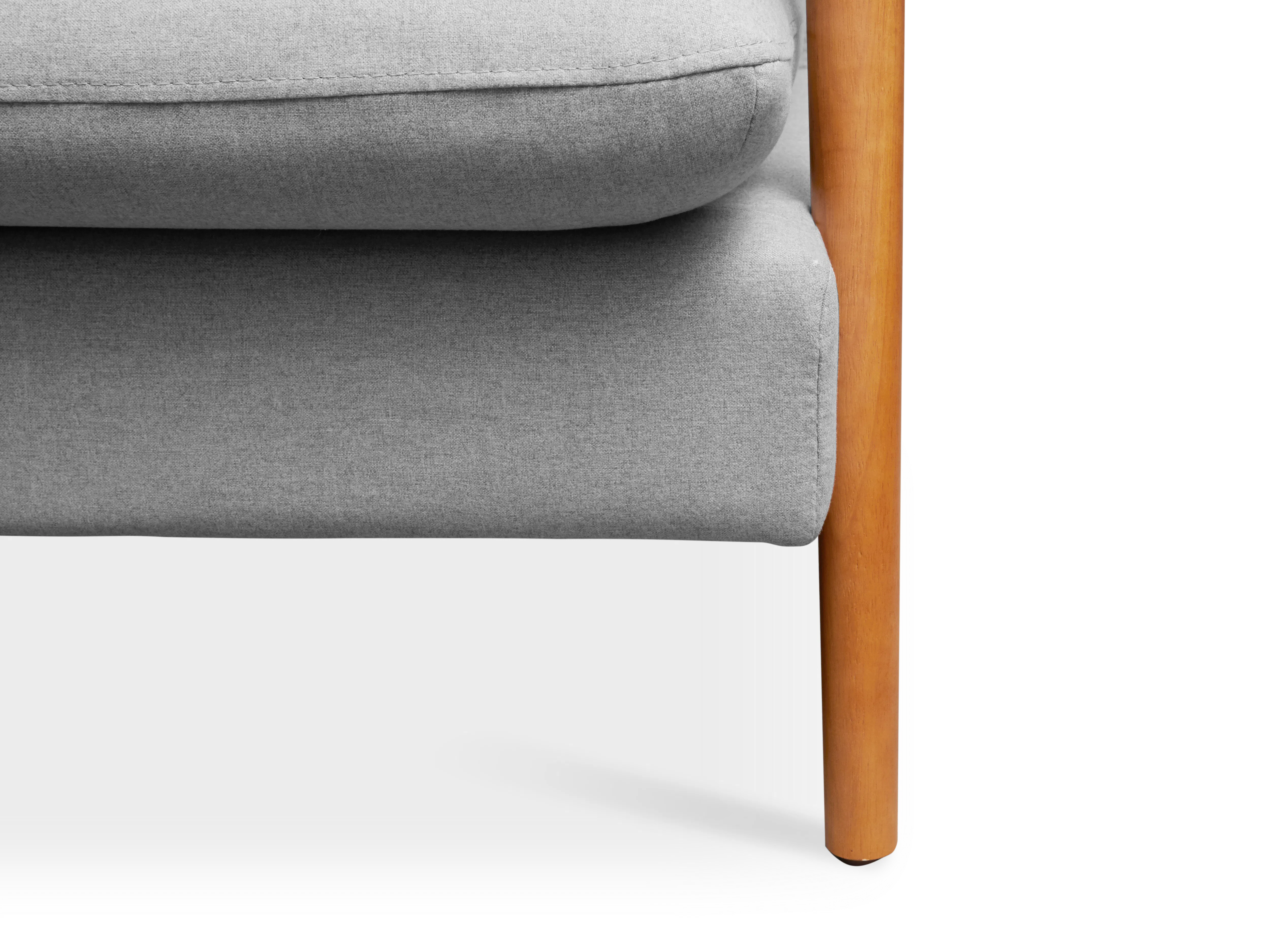Astrid 3 Seater Sofa - Natural, Slate - 12 - Gray upholstered chair, wooden leg, fabric texture, soft upholstery, minimalist