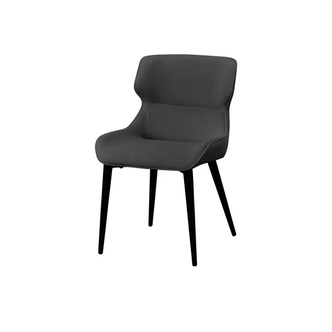 Santiago Dining Chair - Charcoal (Fabric) - 7 - Modern minimalist chair, sleek design, dark gray upholstery, comfortable