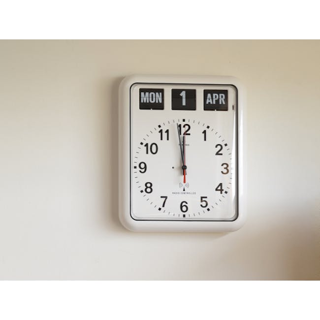 TWEMCO Analog Calendar Flip Wall Clock - White - 3