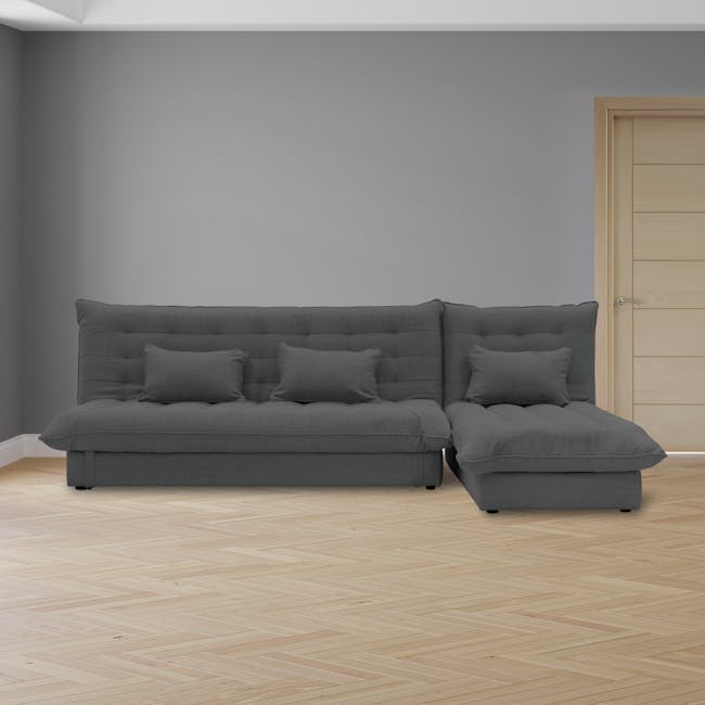 Tessa Storage Lounge Sofa Bed - Charcoal (Eco Clean Fabric) - 2