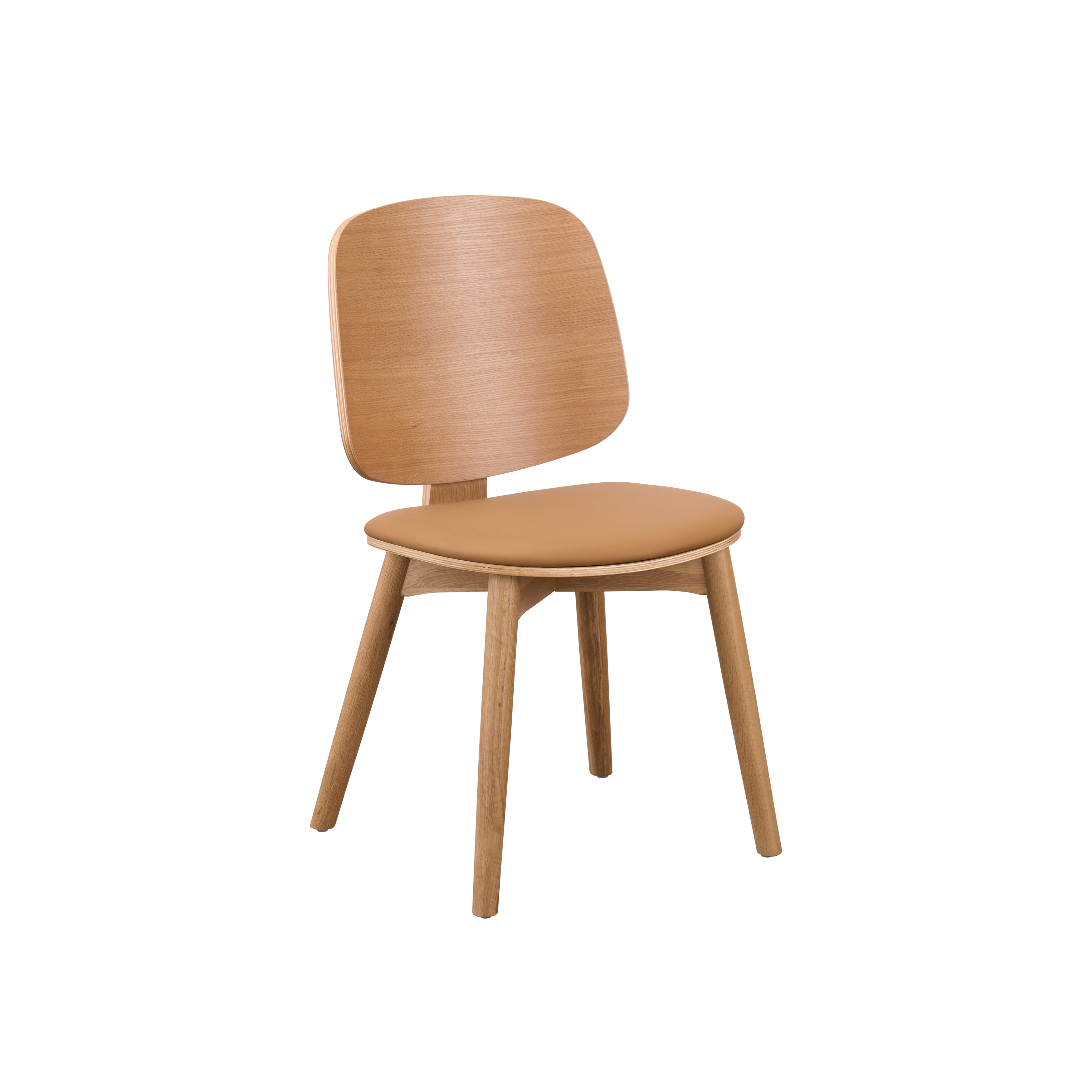 Rena Chair - Oak, Tan (Faux Leather) - Image 1