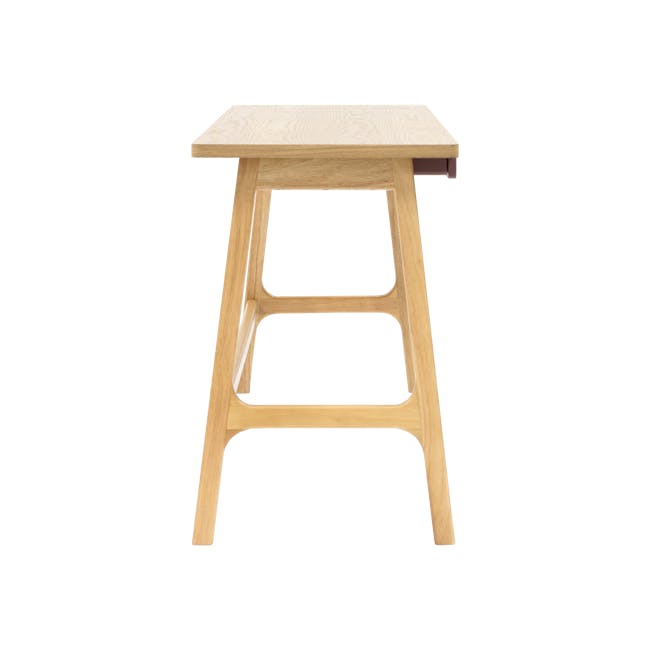 Morey Study Table 1.4m - Natural, Penny Brown - 6 - Wooden stool, minimalist design, natural wood finish, light beige color