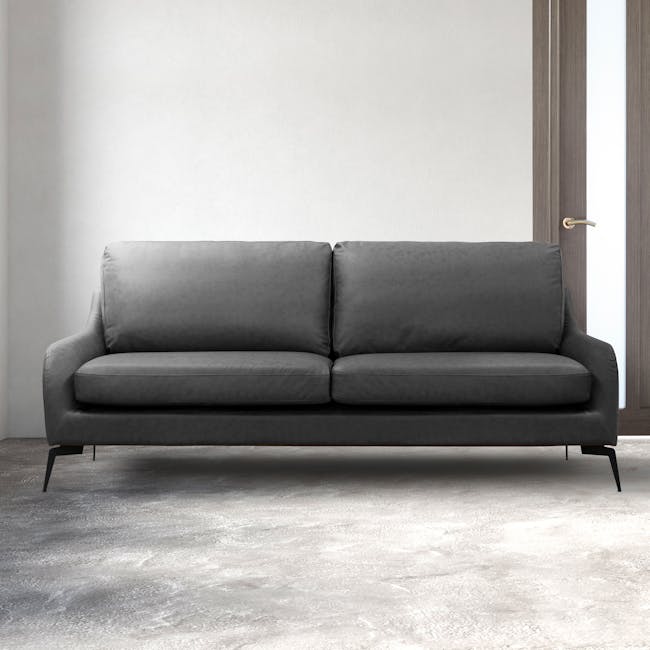 Wellington 3 Seater Sofa - Smokey Grey (Faux Leather) - 5
