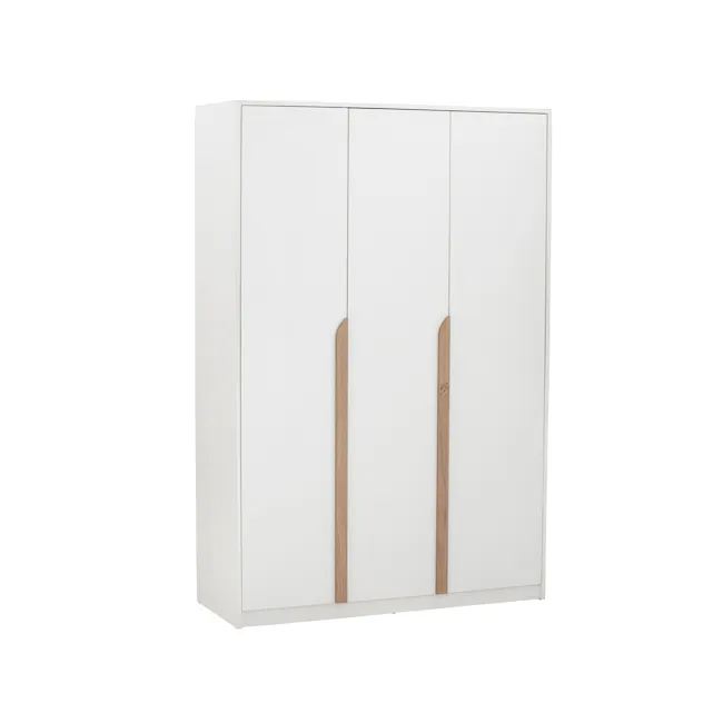 Miah 3 Door Wide Wardrobe - Natural, White - 1