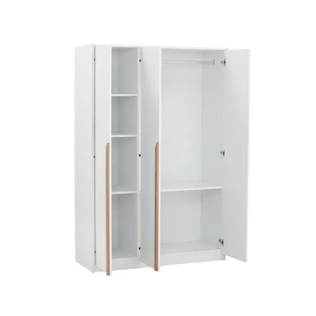 Miah 3 Door Wide Wardrobe - Natural, White - 3