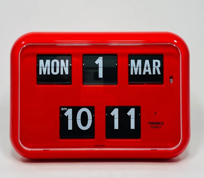 TWEMCO Big Calendar Flip Wall Clock - Red - 3