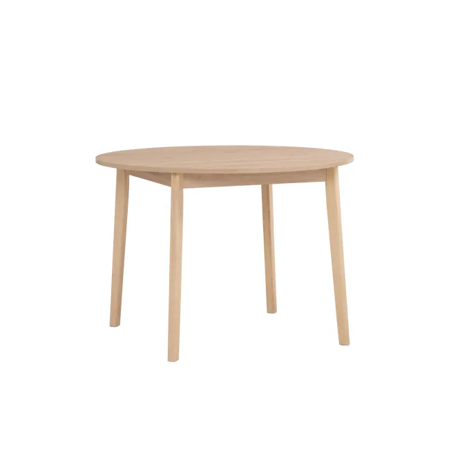 Sergio Round Dining Table 1m - Milk Oak - 1 - Light wood dining table, minimalist design, round top, four legs, natural