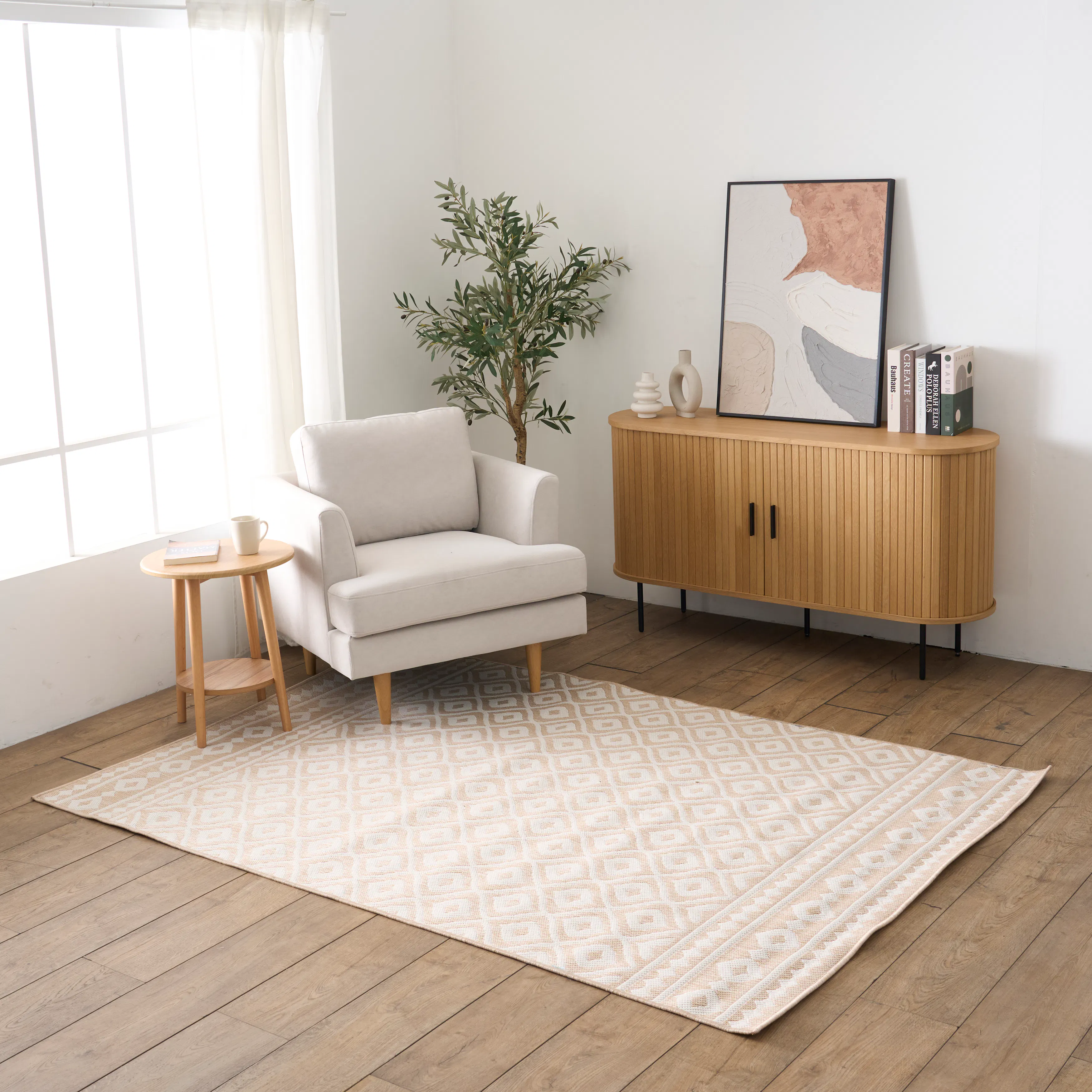 Crux Low Pile Rug - Ivory/Beige (2 Sizes) - 7