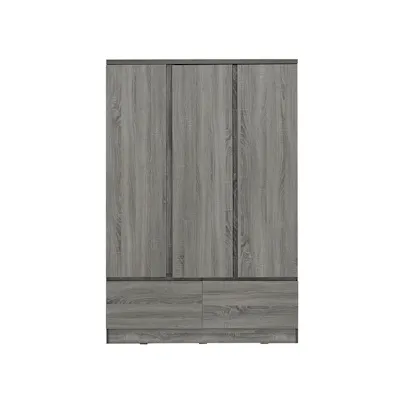 (As-is) Firoh 3 Door Wardrobe with 2 Drawers - Grey Ash