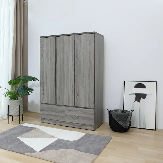 (As-is) Firoh 3 Door Wardrobe with 2 Drawers - Grey Ash - 15
