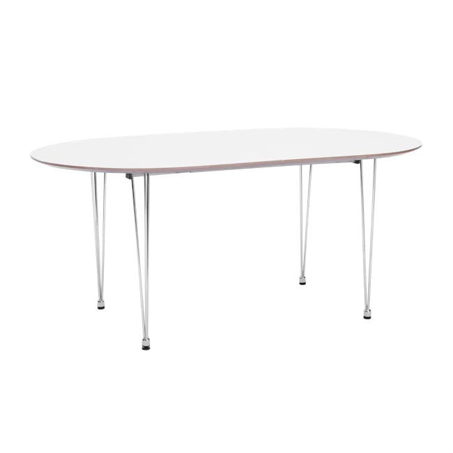 (As-is) Rikku Extendable Oval Dining Table 1.7m - White, Oak, Chrome - 1 - 17