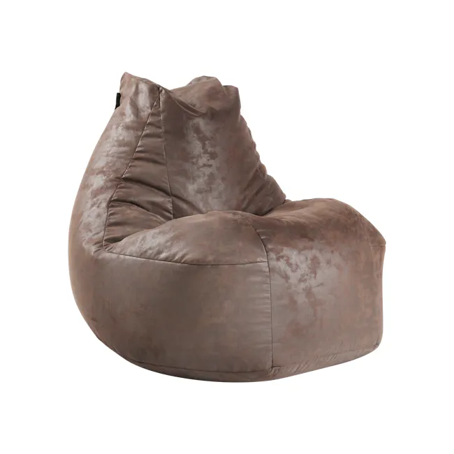 SoftRock Behemoth Bean Bag - Cappuccino - 1 - Luxurious brown velvet armchair, plush and inviting, modern design