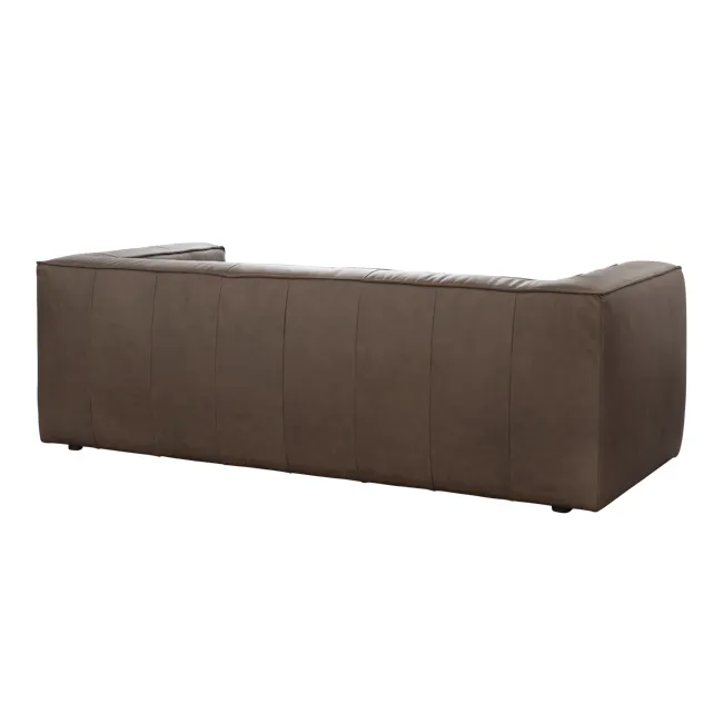 Antonio 3 Seater Sofa - Mocha Brown (Premium Aniline Leather) - 5 - Brown leather sofa, modern design, cushioned upholstery