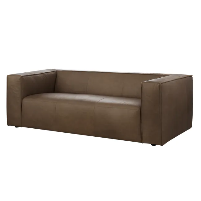 Antonio 3 Seater Sofa - Mocha Brown (Premium Aniline Leather) - 3 - Leather sofa, brown leather, modern design, comfortable