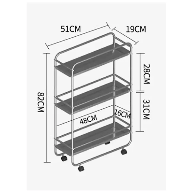 Ferra 3-Tier Narrow Trolley (Stainless Steel) - 8