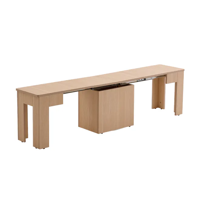 Flexi-Table Extendable Dining Table with Extendable Bench 0.4m-1.8m - Natural - 8