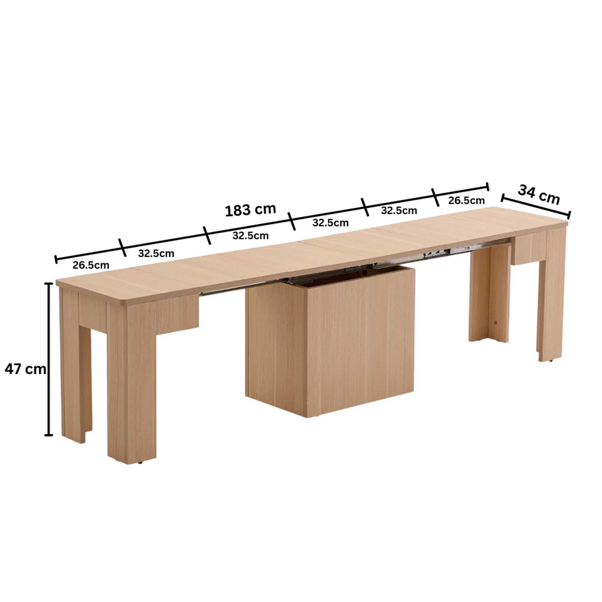 Flexi-Table Extendable Dining Bench 0.5m-1.8m - Natural - 15