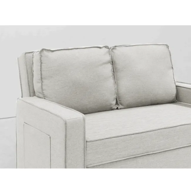 Arturo 2 Seater Sofa Bed - Beige (Eco Clean Fabric) - 18 - Light gray upholstered sofa, minimalist design, soft fabric