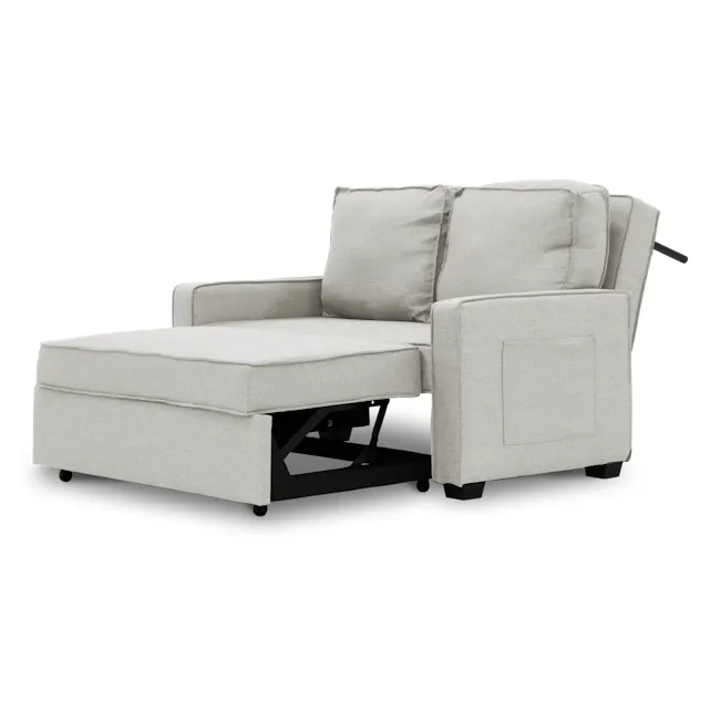 Arturo 2 Seater Sofa Bed - Beige (Eco Clean Fabric) - 4 - Modern upholstered armchair, light gray fabric, comfortable