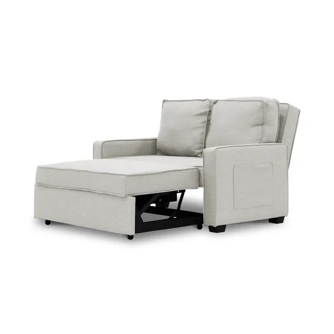 Arturo 2 Seater Sofa Bed - Beige (Eco Clean Fabric) - 10 - Modern minimalist sofa, light gray fabric, armless design