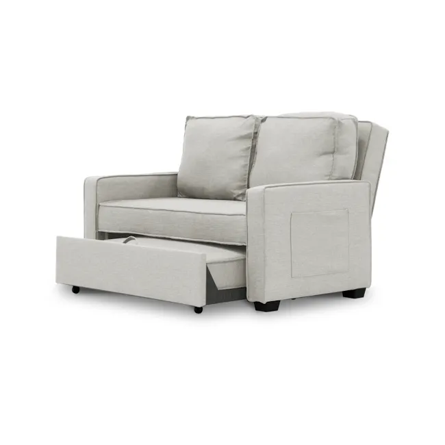 Arturo 2 Seater Sofa Bed - Beige (Eco Clean Fabric) - 13 - Modern gray sofa with cushioned armrests and footrest