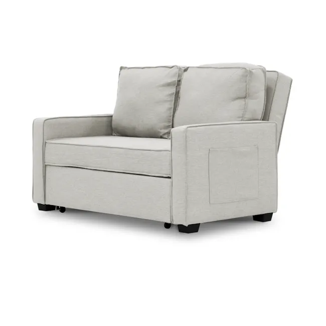 Arturo 2 Seater Sofa Bed - Beige (Eco Clean Fabric) - 5 - Modern upholstered sofa, light gray fabric, armrests, cushioned