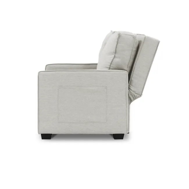 Arturo 2 Seater Sofa Bed - Beige (Eco Clean Fabric) - 7 - Modern gray sofa with cushioned armrests, minimalist design