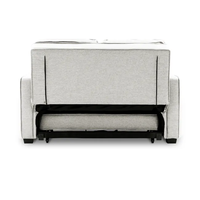 Arturo 2 Seater Sofa Bed - Beige (Eco Clean Fabric) - 14 - Grey upholstered sofa with black accents, minimalist design