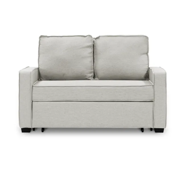 Arturo 2 Seater Sofa Bed - Beige (Eco Clean Fabric) - 16 - Modern minimalist sofa, light gray fabric, two cushioned seats
