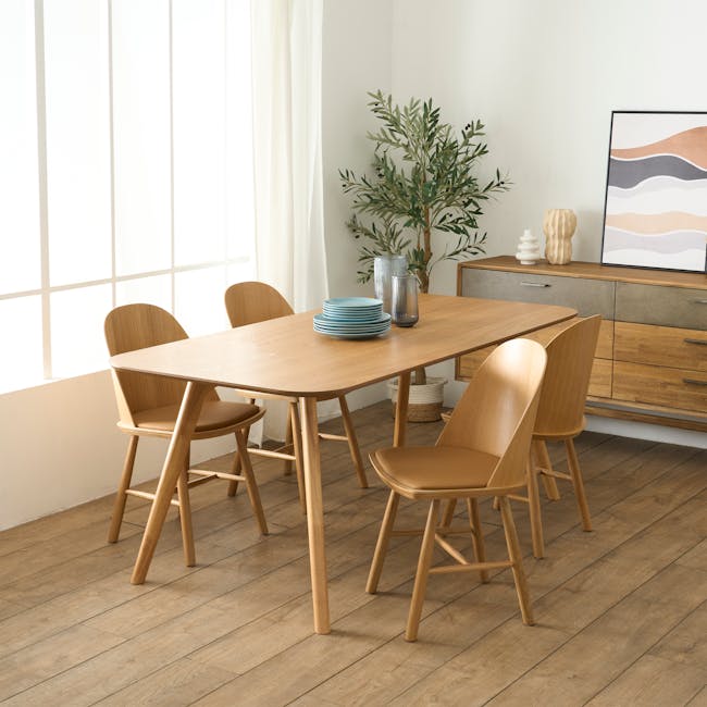 Jensen Chair - Oak, Tan (Faux Leather) - 4