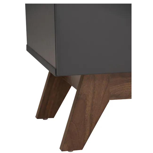 Miah Bedside Table - Walnut, Grey - 9 - modern side table, dark wood legs, wooden base, contemporary furniture, sleek