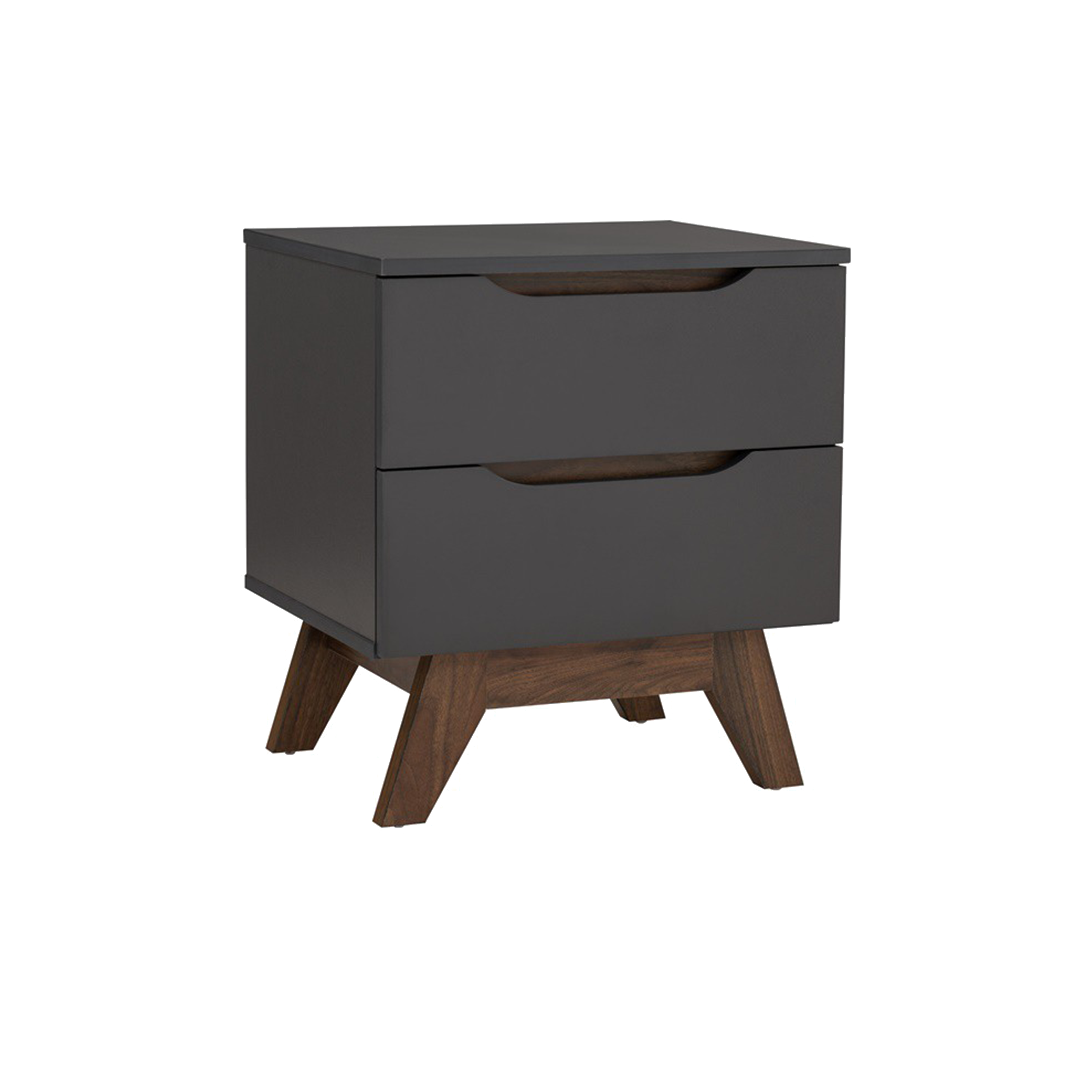 Miah Bedside Table - Walnut, Grey