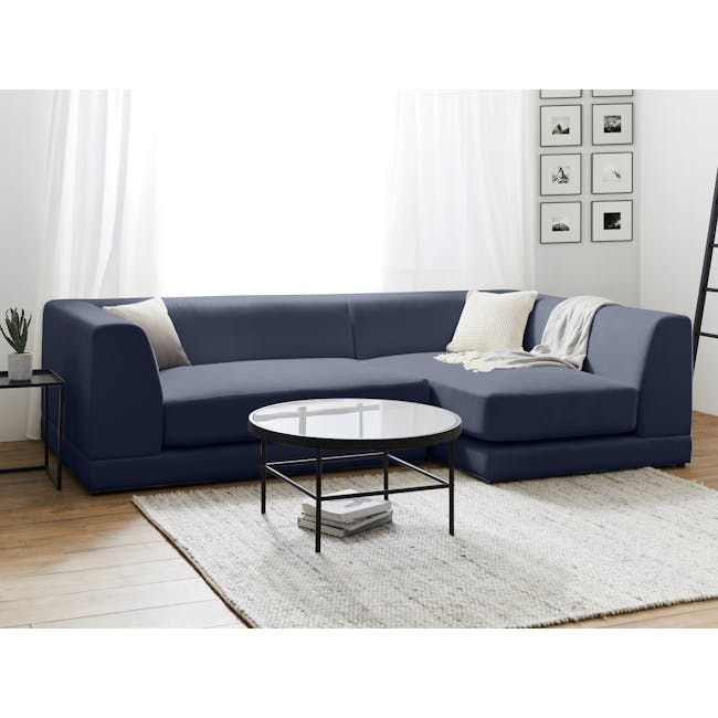 Abby L-Shaped Lounge Sofa - Navy - 1