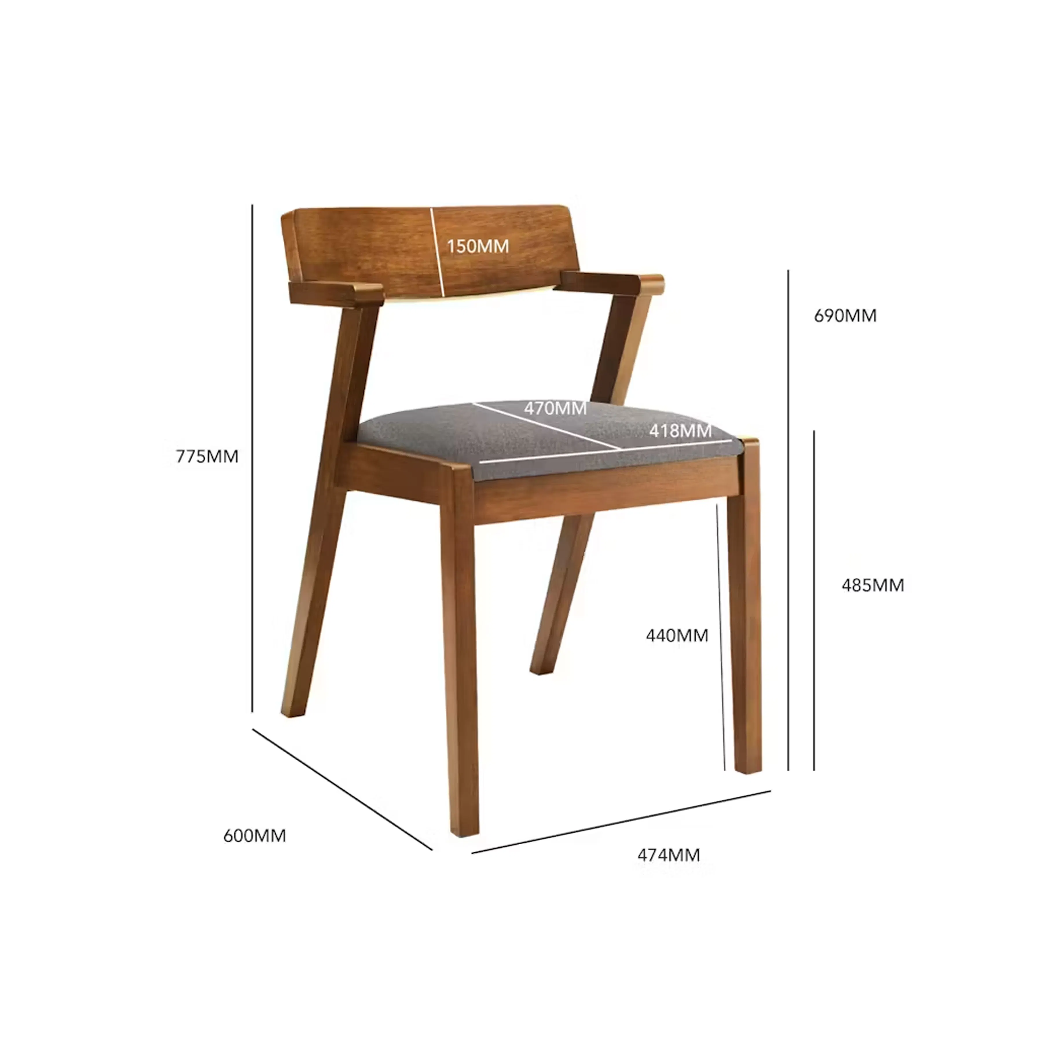 (As-is) Imogen Dining Chair - Cocoa, Dolphin Grey (Fabric) - 3 - 27