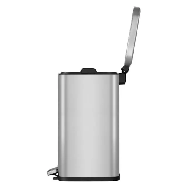 EKO Stella Stainless Steel Rectangle Step Bin With Soft Closing Lid - Black (3 Sizes) - 5 - Silver kettle, stainless steel