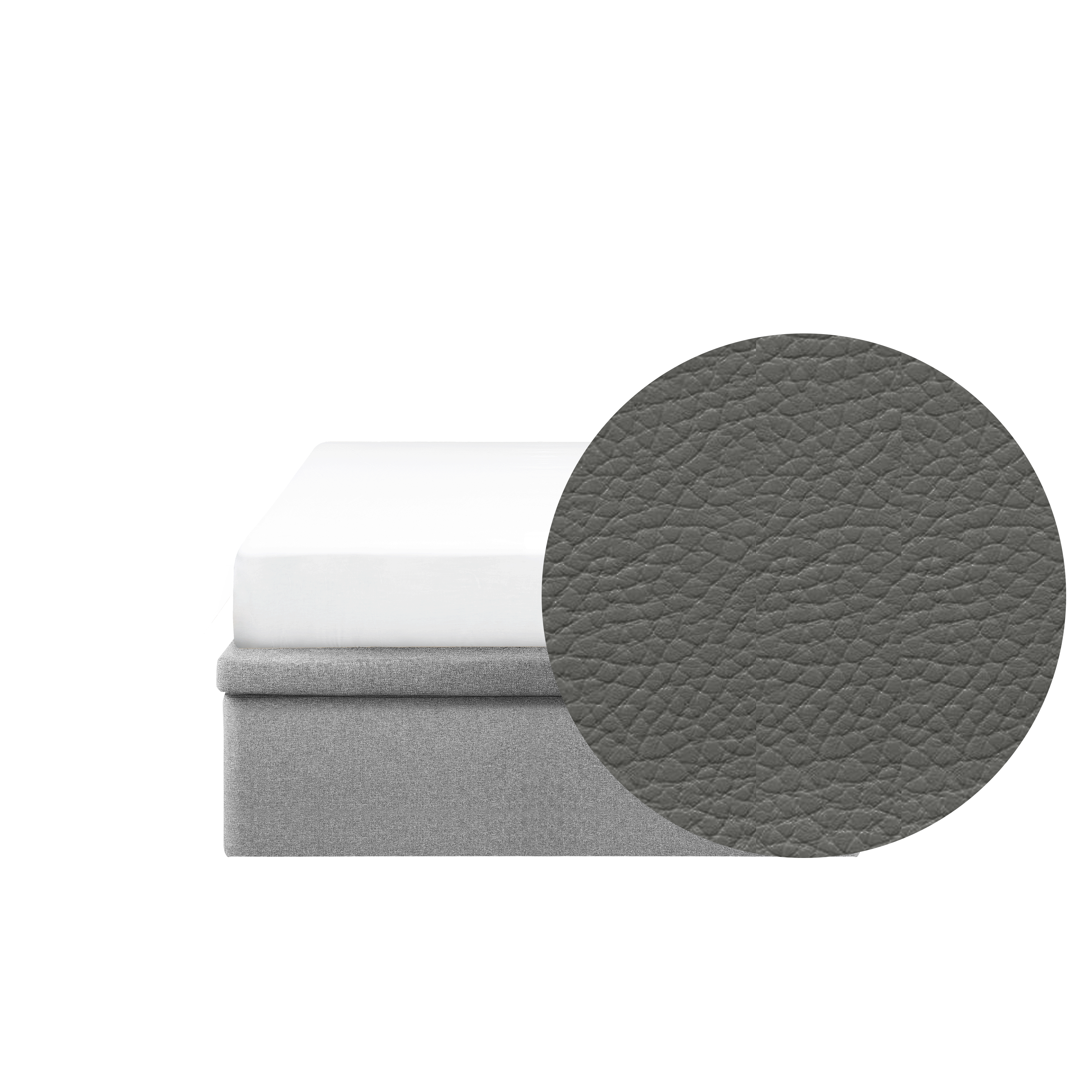 ESSENTIALS Single Storage Bed - Stone (Faux leather)