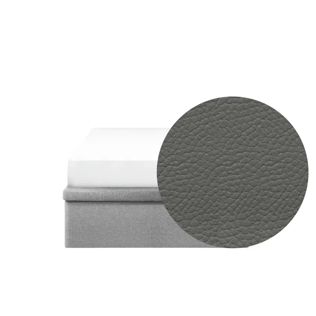 ESSENTIALS Single Storage Bed - Stone (Faux leather) - 1 - White mattress, gray mattress, quilted texture, modern bedding