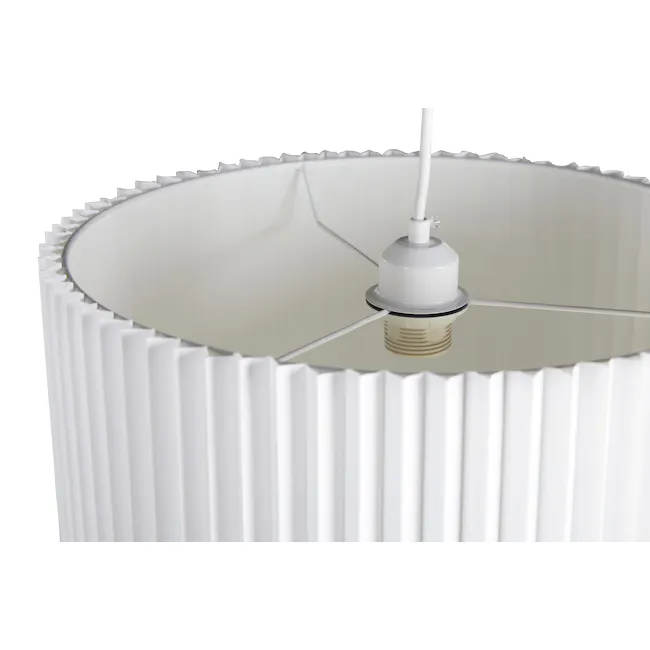 (As-is) Charli Pendant Lamp - White - 5 - White cylindrical object with ridged exterior, central fan, metallic base