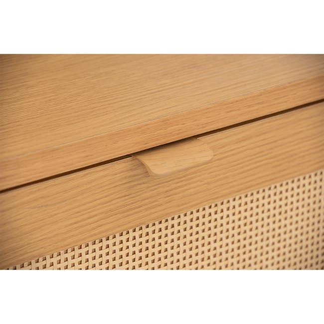Dayne Rattan TV Console 1.5m - 7 - Wooden drawer with smooth finish, minimalist design, natural wood grain, subtle texture