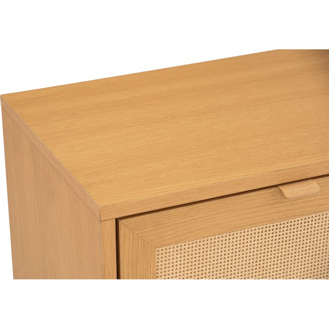 Dayne Rattan TV Console 1.5m - 8 - Wooden desk, light wood finish, minimalist design, wooden drawer, woven texture, natural