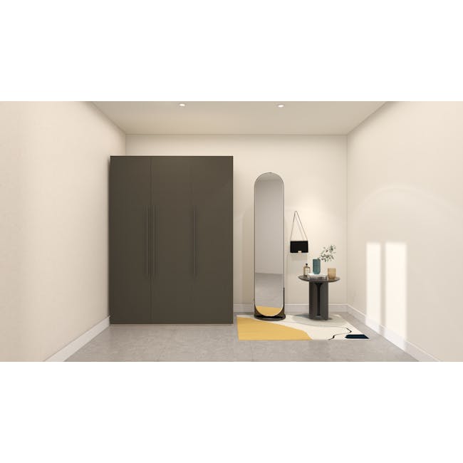 Lucca 3 Door Wardrobe 9 - Graphite Linen, Herringbone Oak - 11