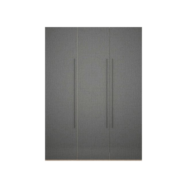 Lucca 3 Door Wardrobe 9 - Graphite Linen, Herringbone Oak - 1